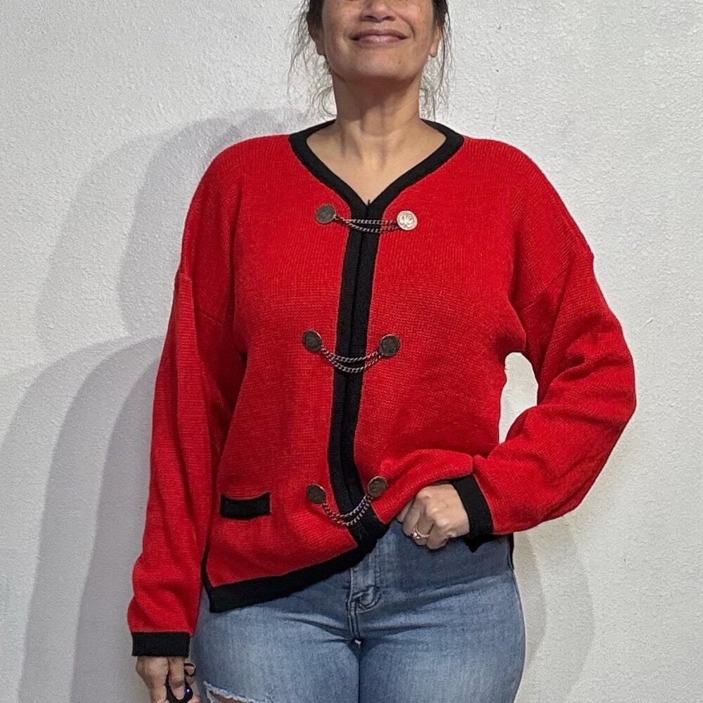 Saks Fifth Avenue Red Vintage Wool Blend Sweater Sz L